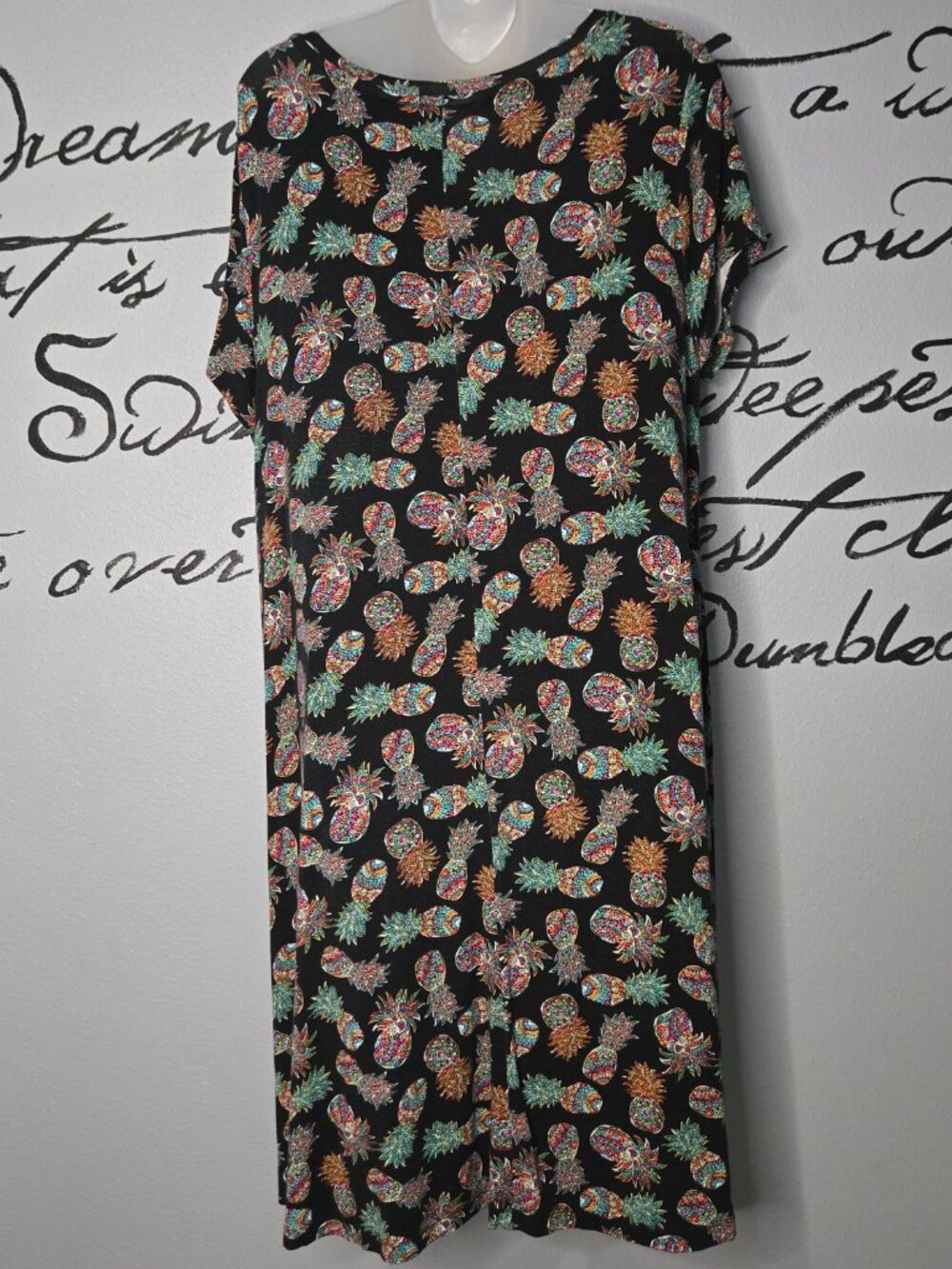 Cynthia Rowley Pineapple Stretch T-Shirt Dress, 1X - Picture 3 of 5